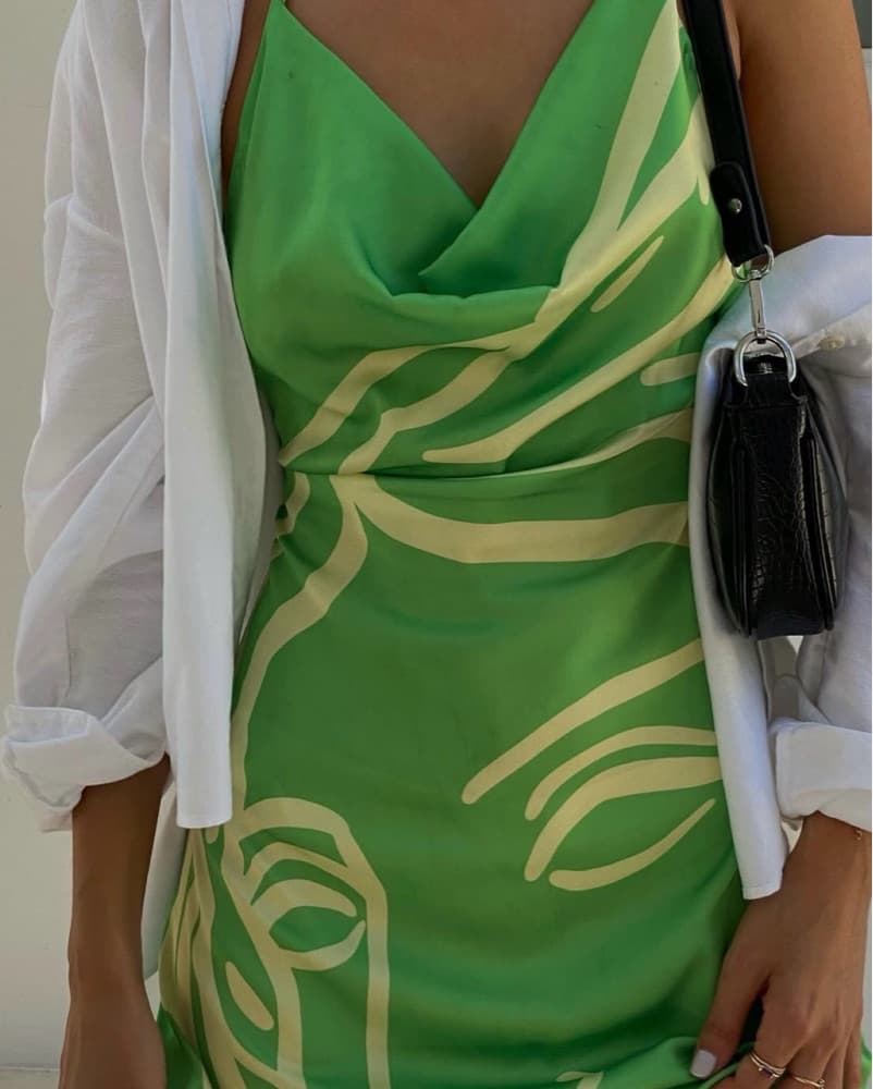 Into The Night Green Mosaic Print Dress - Image 3