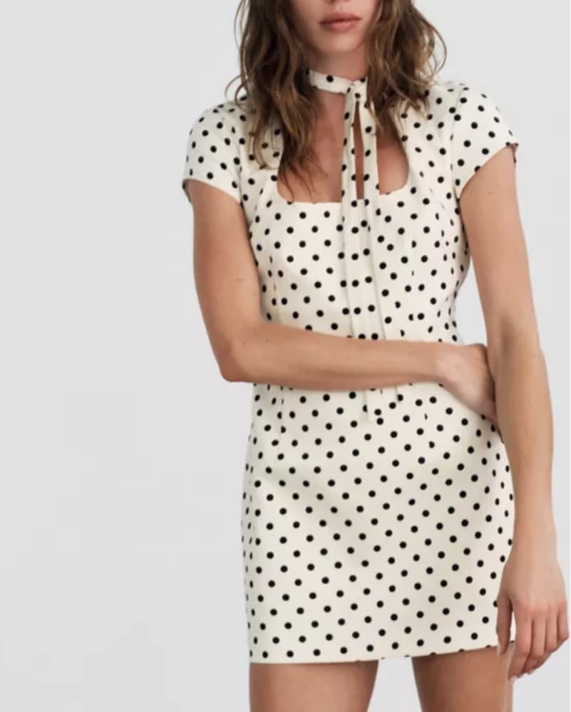 Polka Dot Bow Mini Dress - Image 1
