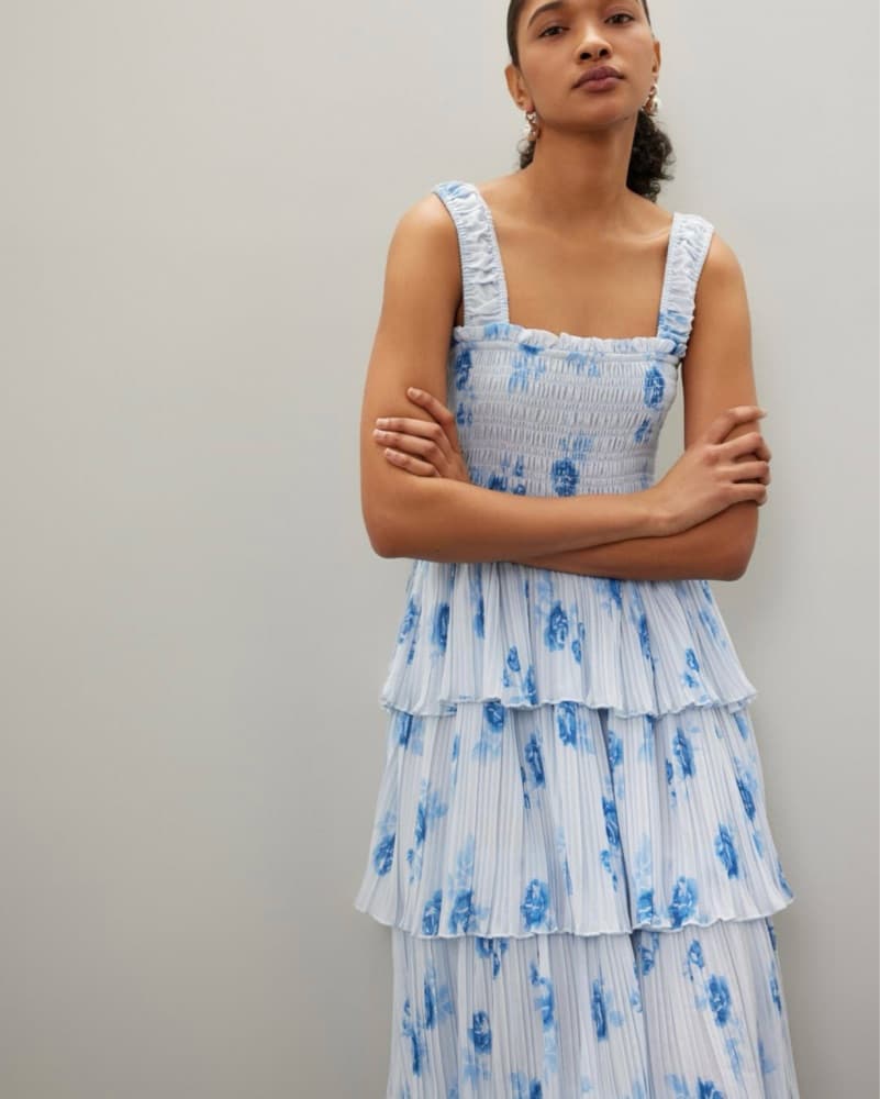 Ganni Pleated Smock Midi Dress - Image 1
