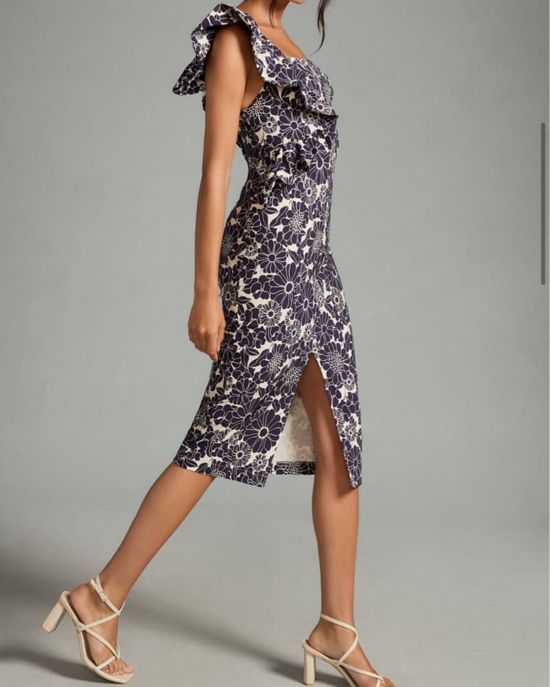 Floral One-Shoulder Midi Dress - Image 2