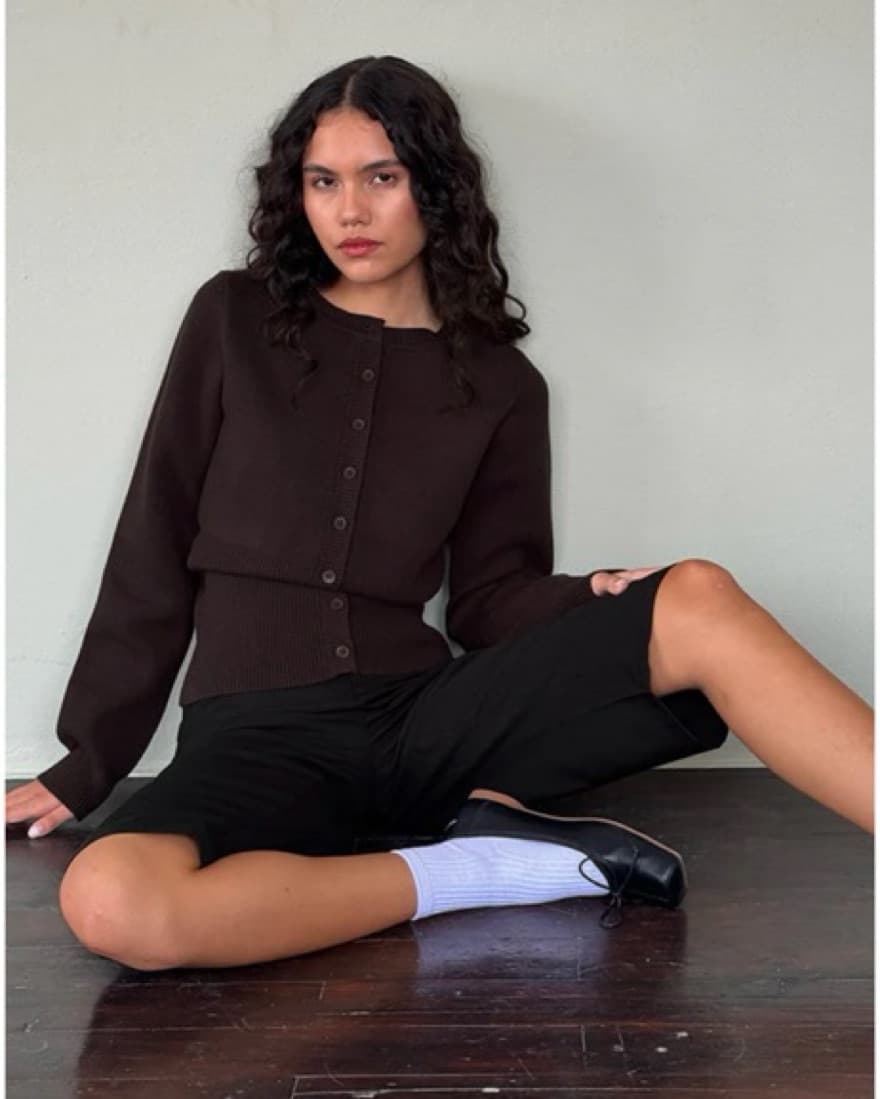 Motel Rocks Chic Brown Button-Up Sweater - Image 4