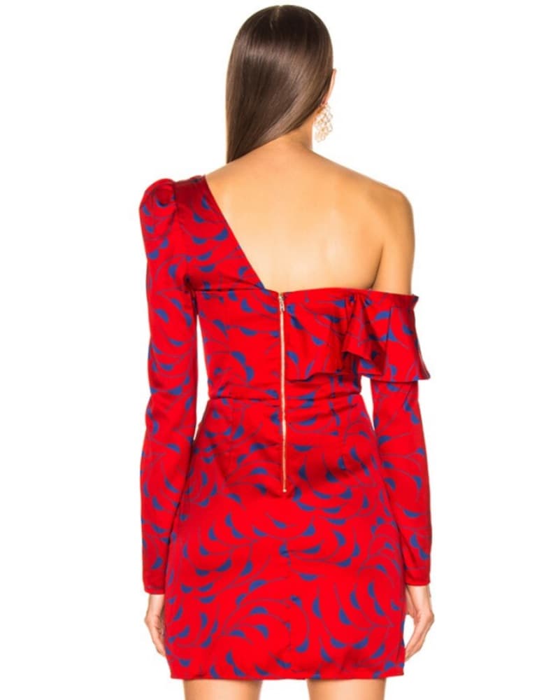 Self Portrait Printed Off Shoulder Dress - Image 3