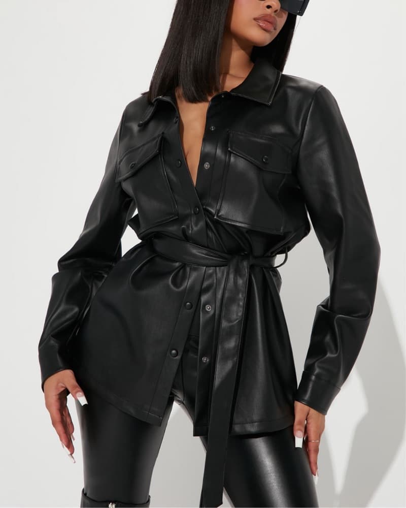 Black Faux Leather Jacket - Image 1