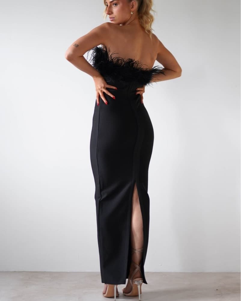 Feather Bodycon Bandage Dress - Image 5