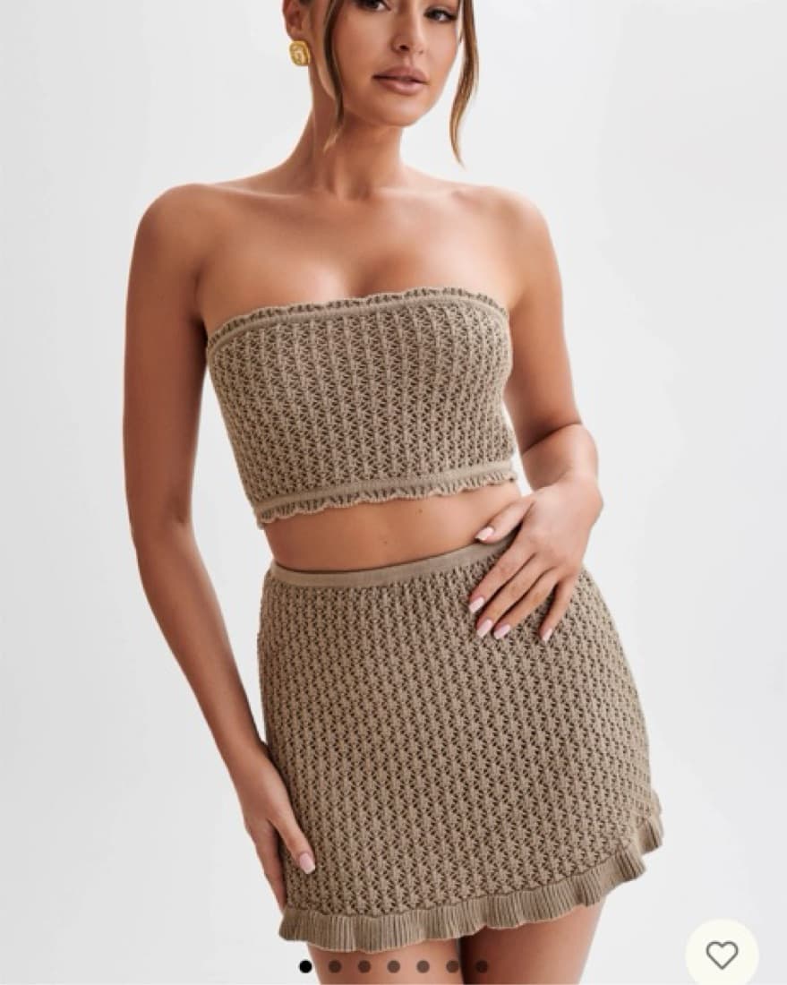 Tan Knit Skirt Set - Image 2