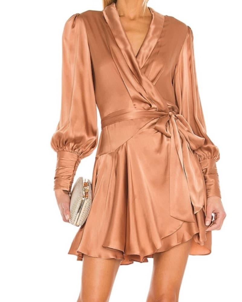 Zimmermann Pink/Gold Wrap Dress M - Image 2