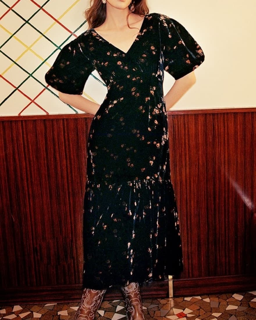 Sea NY Rayna Dress - Velvet Midi Dress - Image 1