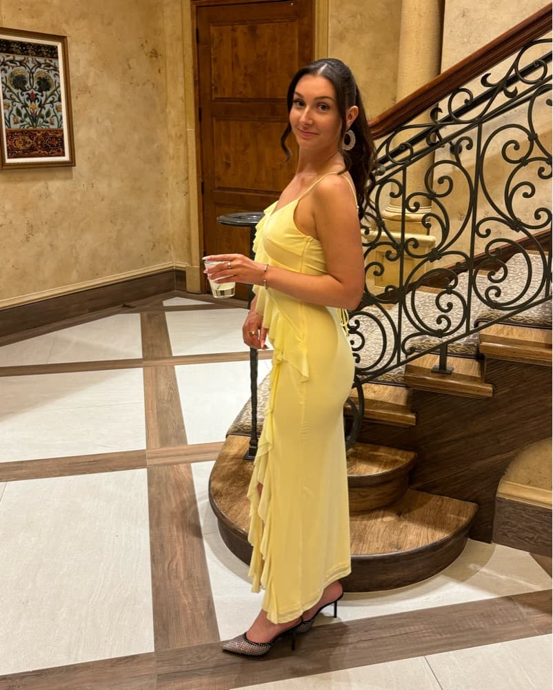 pink bridesmaid dresses with sleeves Wedtrend Women Blush Ruffle Long Satin Dress A-Line V Neck Wedding Guest Dress, Pink / US24W line silhouette and waist Long Sleeve Maxi Dress Size:US14/UK18 best place to buy