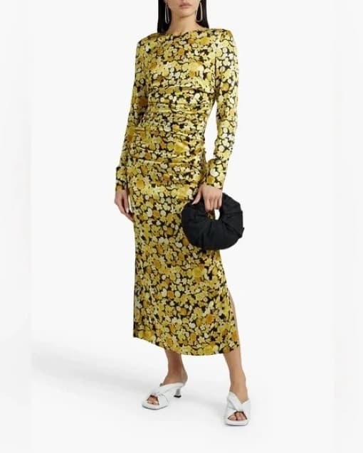 Ganni - satin ruched midi dress - Image 1