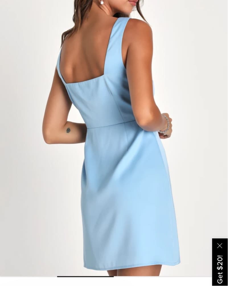 Light Blue Flirty Satin Mini Dress - Image 2