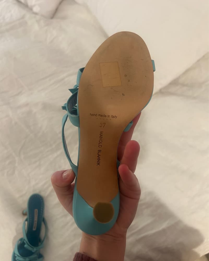 Manolo Blahnik Blue Heel Sandals - Image 3