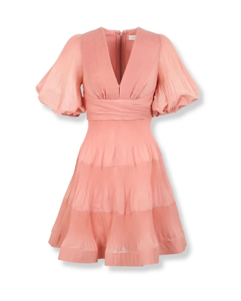 Zimmermann Silk Puff-Sleeve Tiered Dress - Image 1