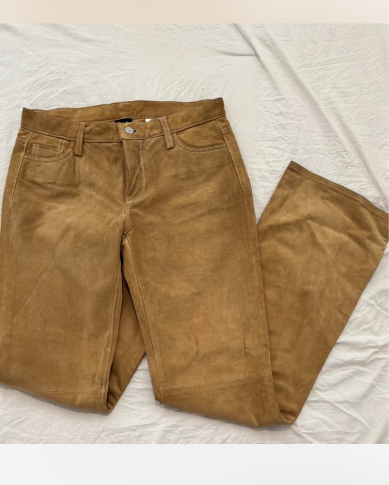 Vintage 100% Leather Suede Tan Pants - Image 1