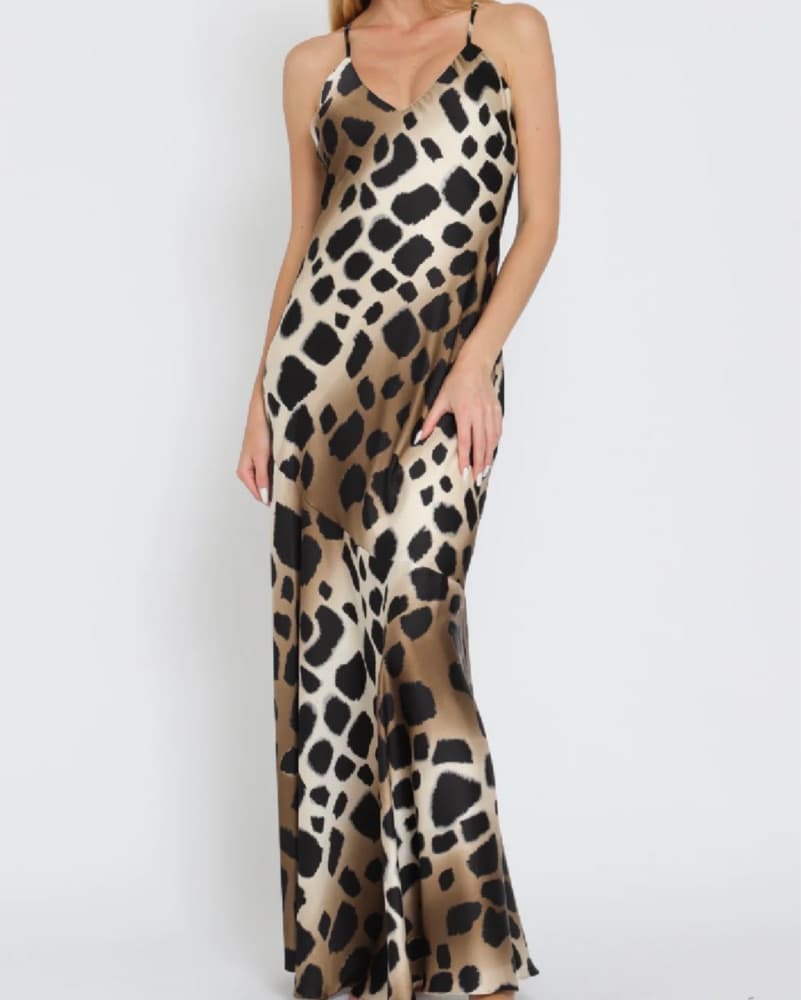 Brown Gold Black Printed Gown - Image 1