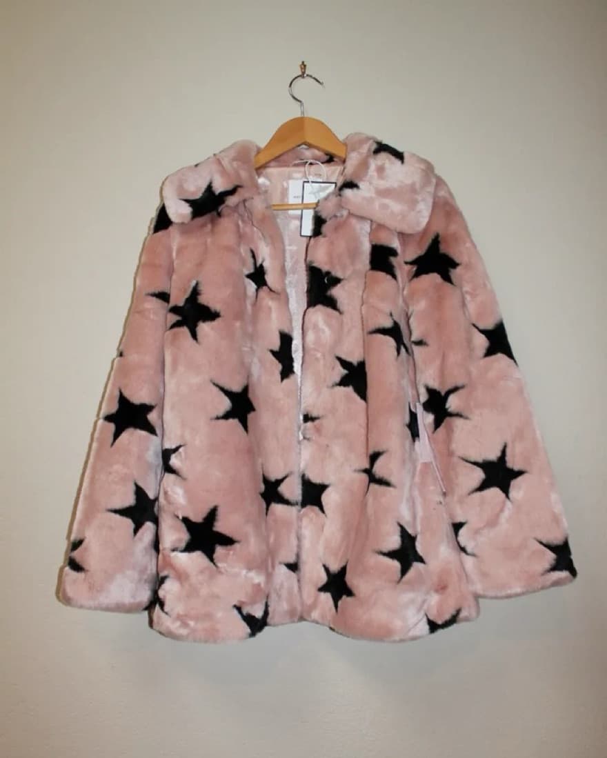 Faux Fur Star Print Jacket - Image 1