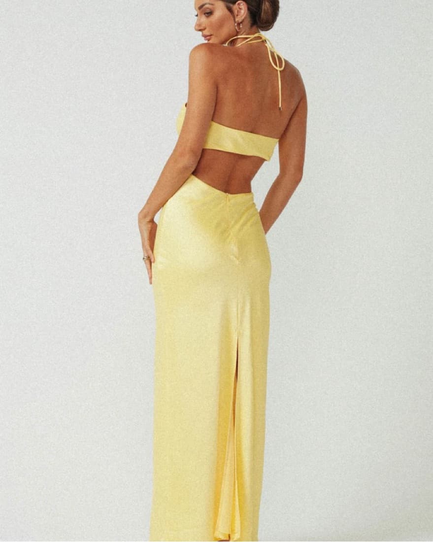 Yellow Ruched Maxi Dress - Image 2