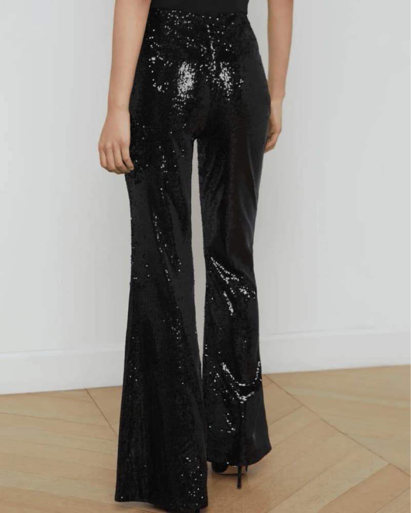 L’Agence Black Sequin Flare Pants - Image 4