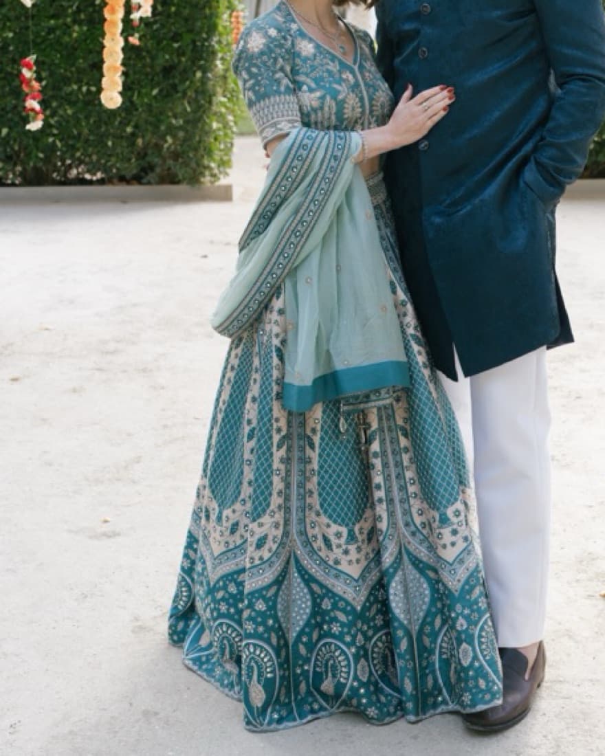Embellished Blue Lehenga Choli - Wedding - Image 4