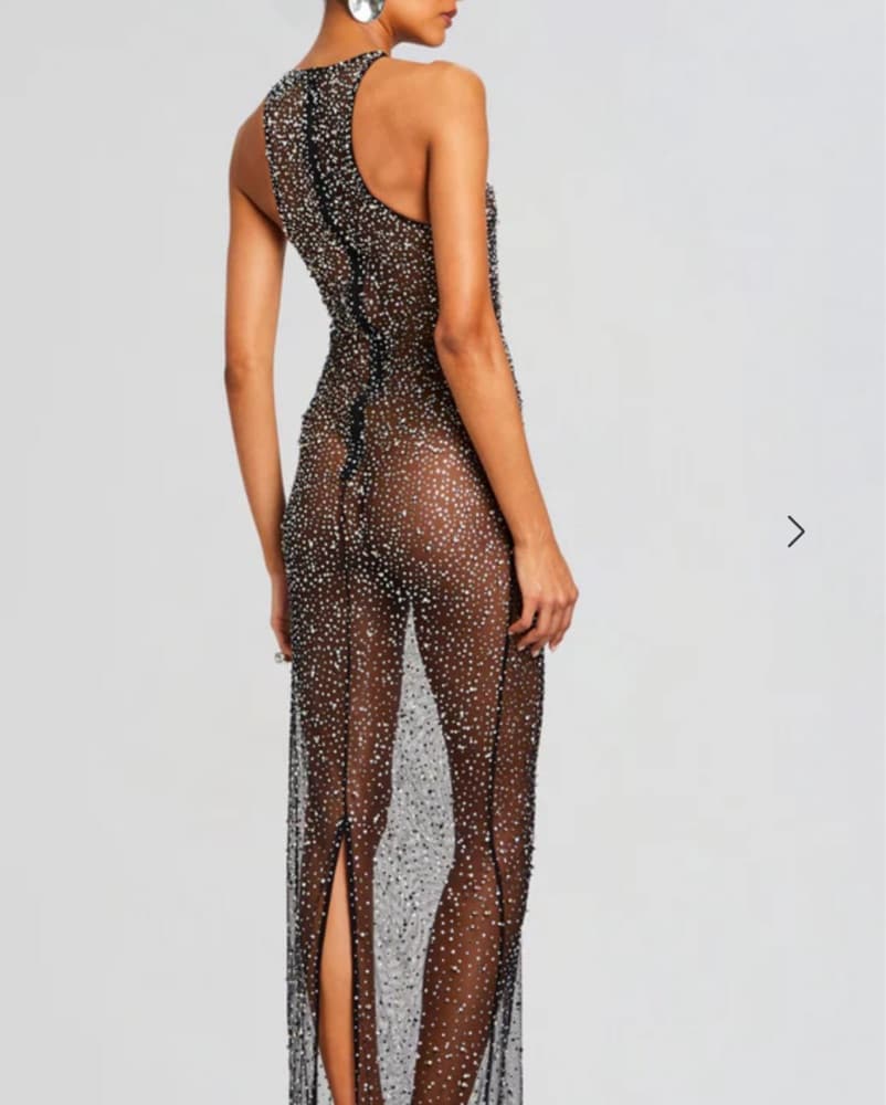 Black Rhinestone Encrusted Gown - Image 4