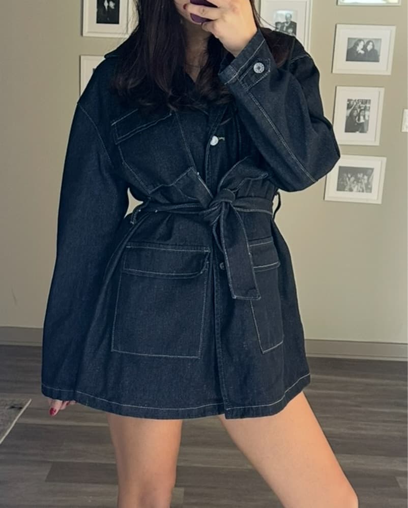 Denim Long Sleeve Dress  - Image 2