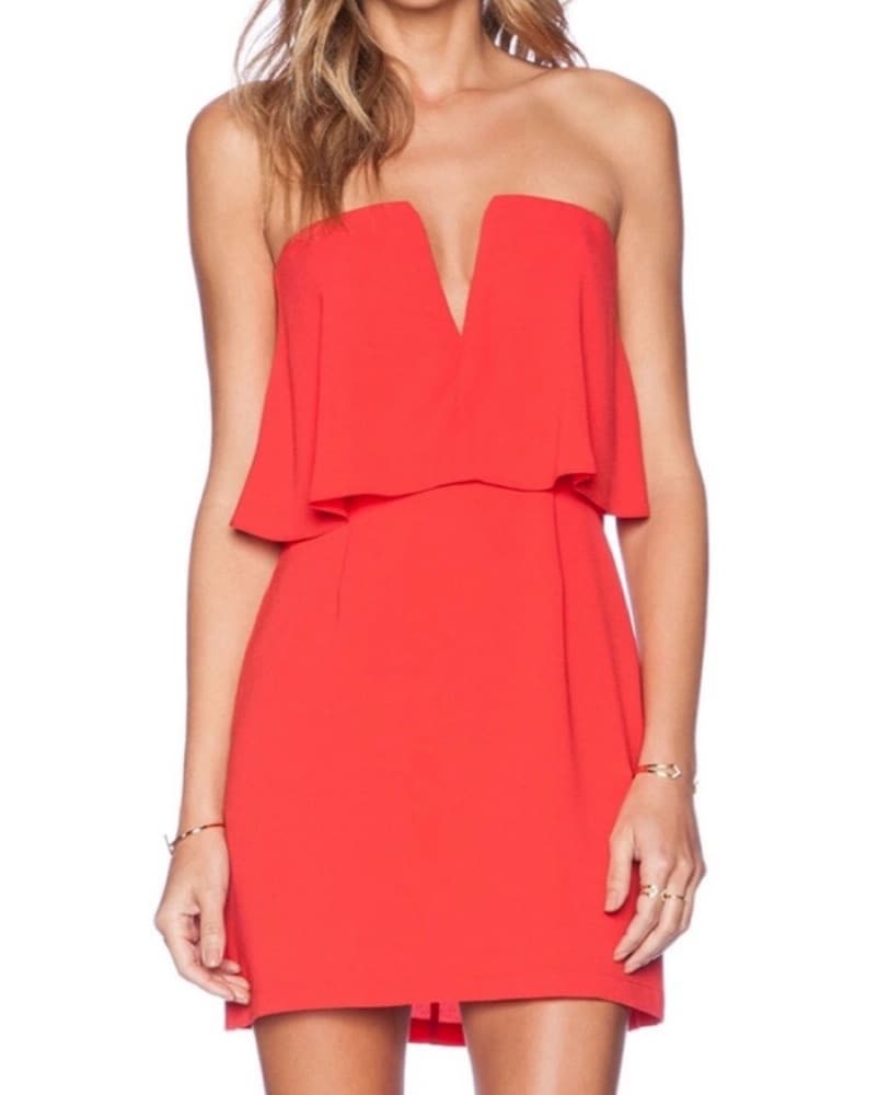 BCBGMazAzria Red Strapless Mini Dress - Image 2
