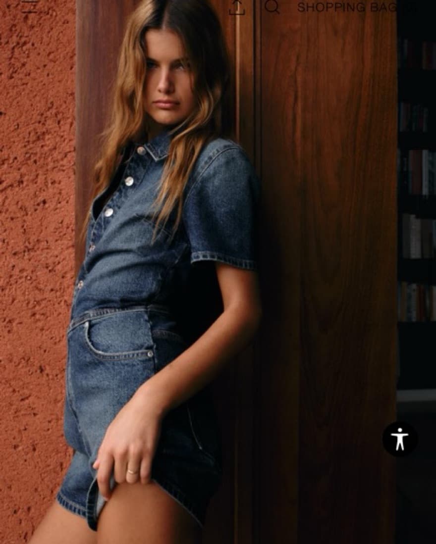 Zara Denim Mini Overalls - Image 2
