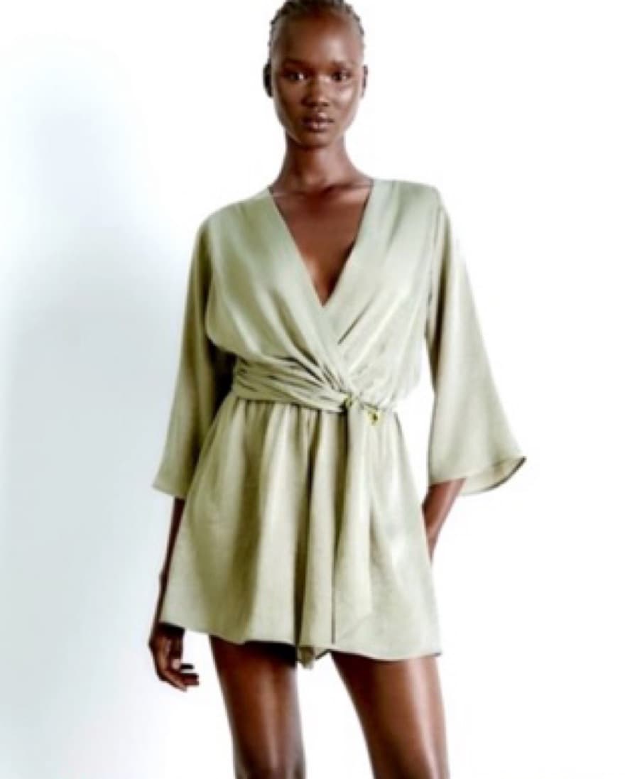 Zara Green Satin Romper - Image 2