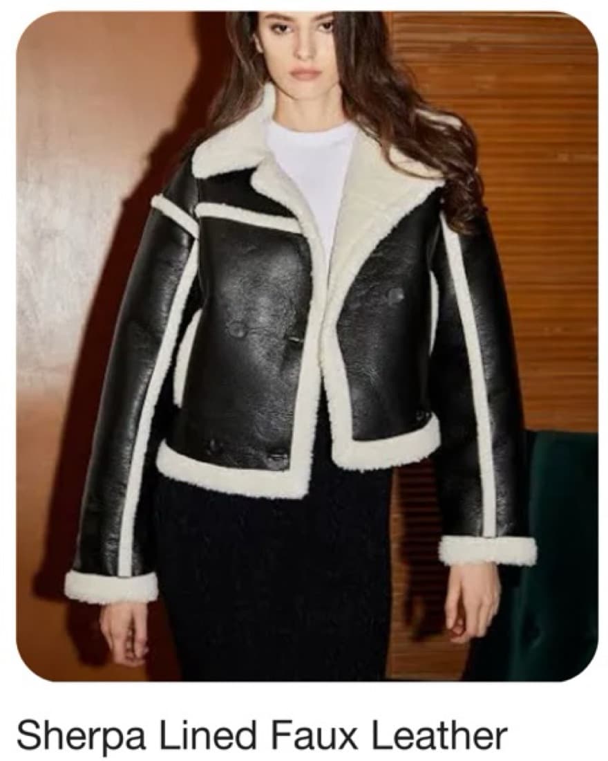 Sherpa Lined Trim Faux Leather Jacket - Image 2