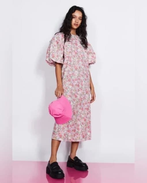 Floral Puff Sleeve Dress - Image 2