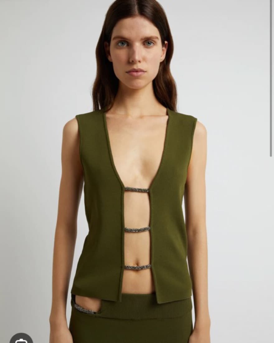 Christopher Esber Dark Green Crystal Top - Image 2