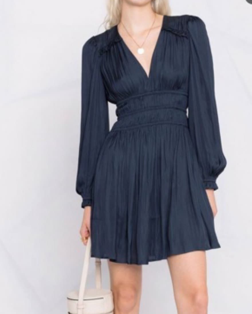 maje navy silk riana dress - Image 2