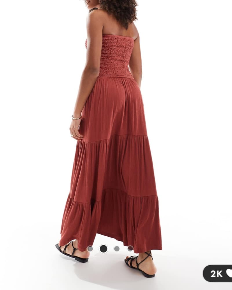 Crinkle Bandeau Tiered Maxi Dress - Image 2