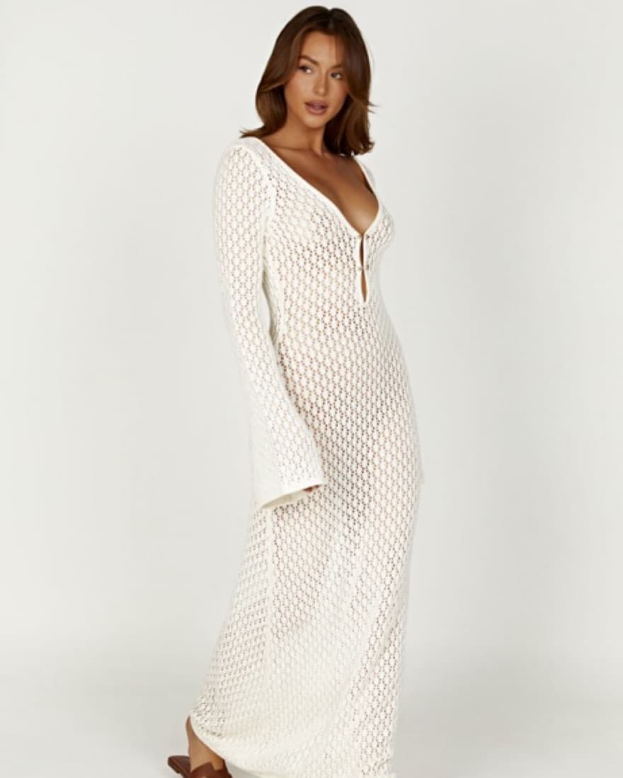 Crochet Maxi Dress / Coverup - Size XS - Image 3