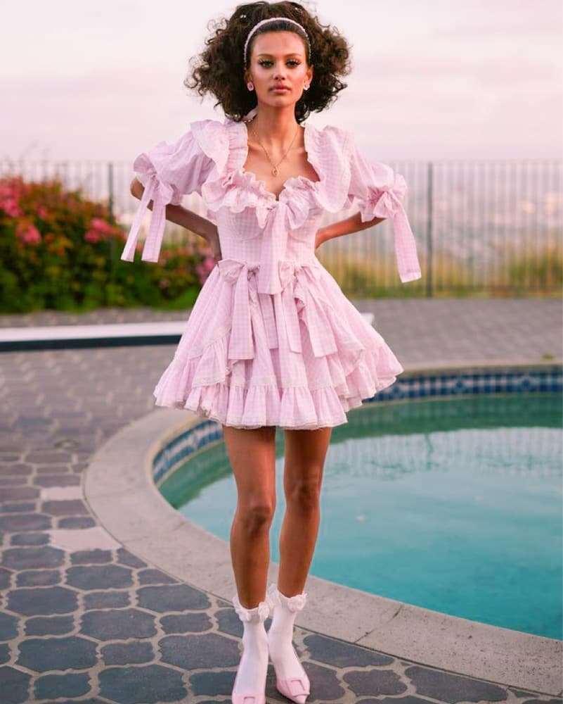 Selkie Pink Gingham Mini Carriage Dress - Image 2