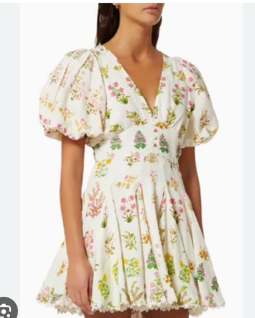 Hermant and Nandita White Floral Dress - Image 4