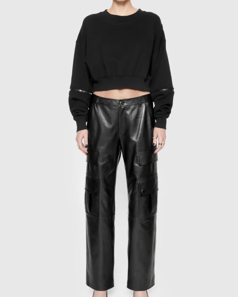 Sleek Leather Cargo Pants - Image 2