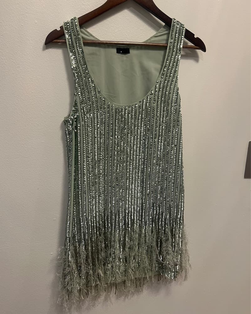 Sequin Embellished Fringe Mini Dress - Image 3