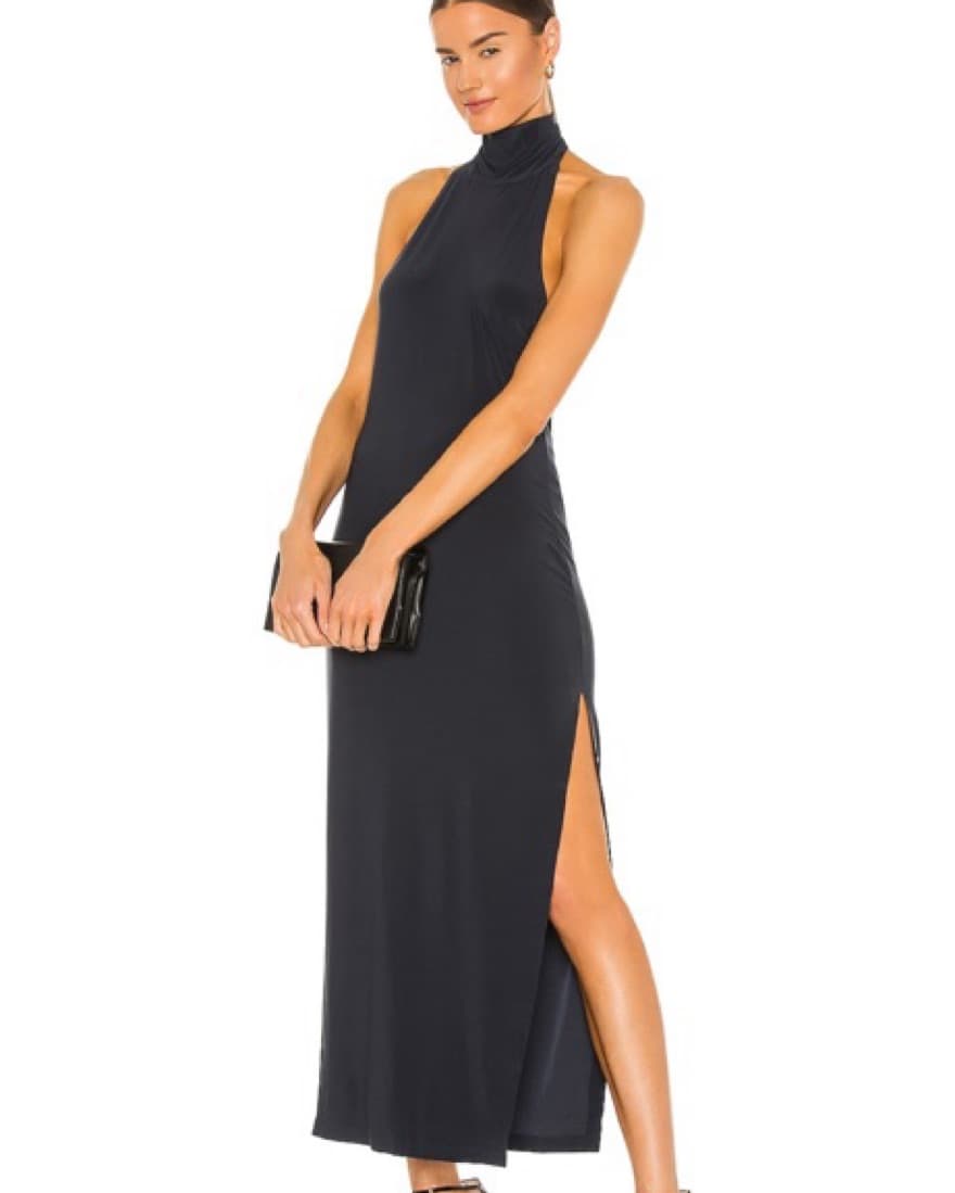 Navy Norma Kamali Halter Dress  - Image 1