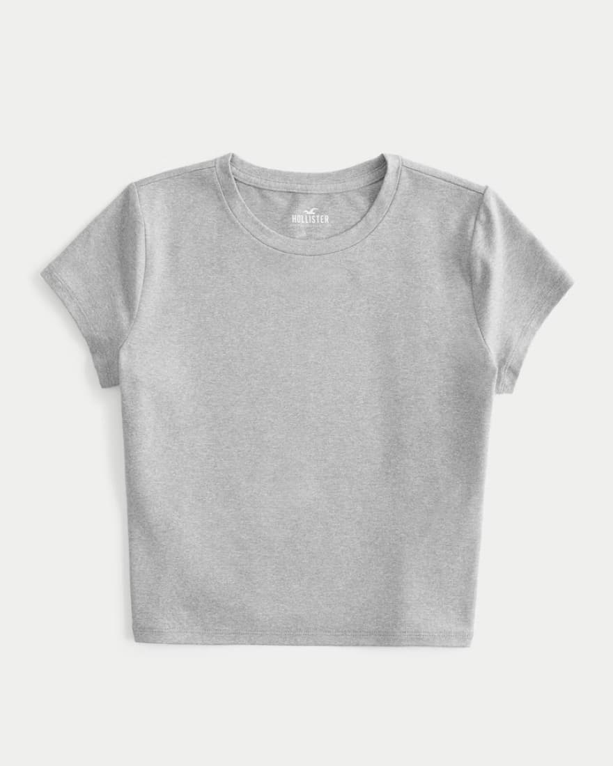 Hollister Heather Grey Baby Tee XS Short - Image 3