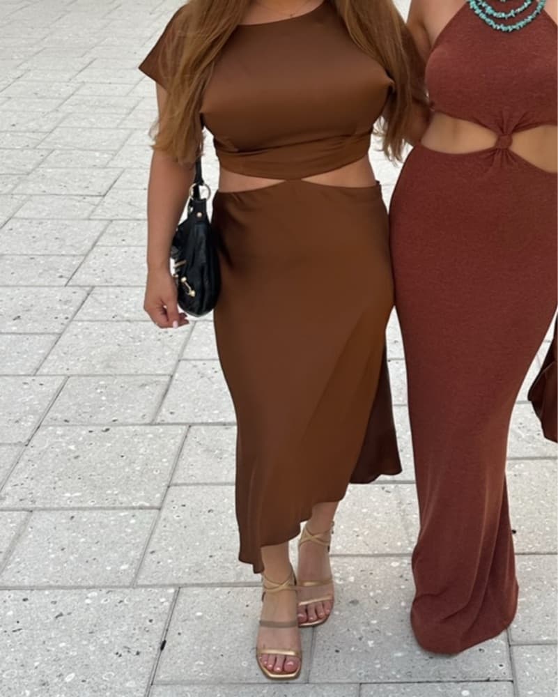 Margrit Maxi Dress in Brown L'ACADEMIE - Image 3