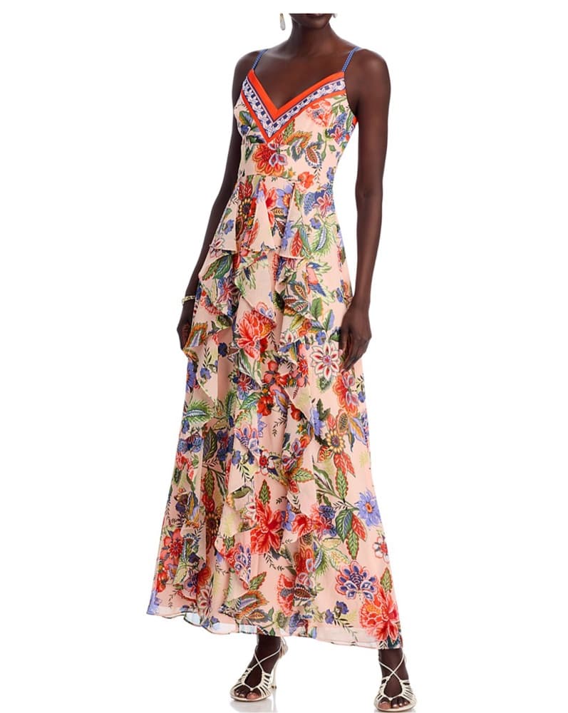 Floral Cascade Ruffle Maxi Dress - Image 1
