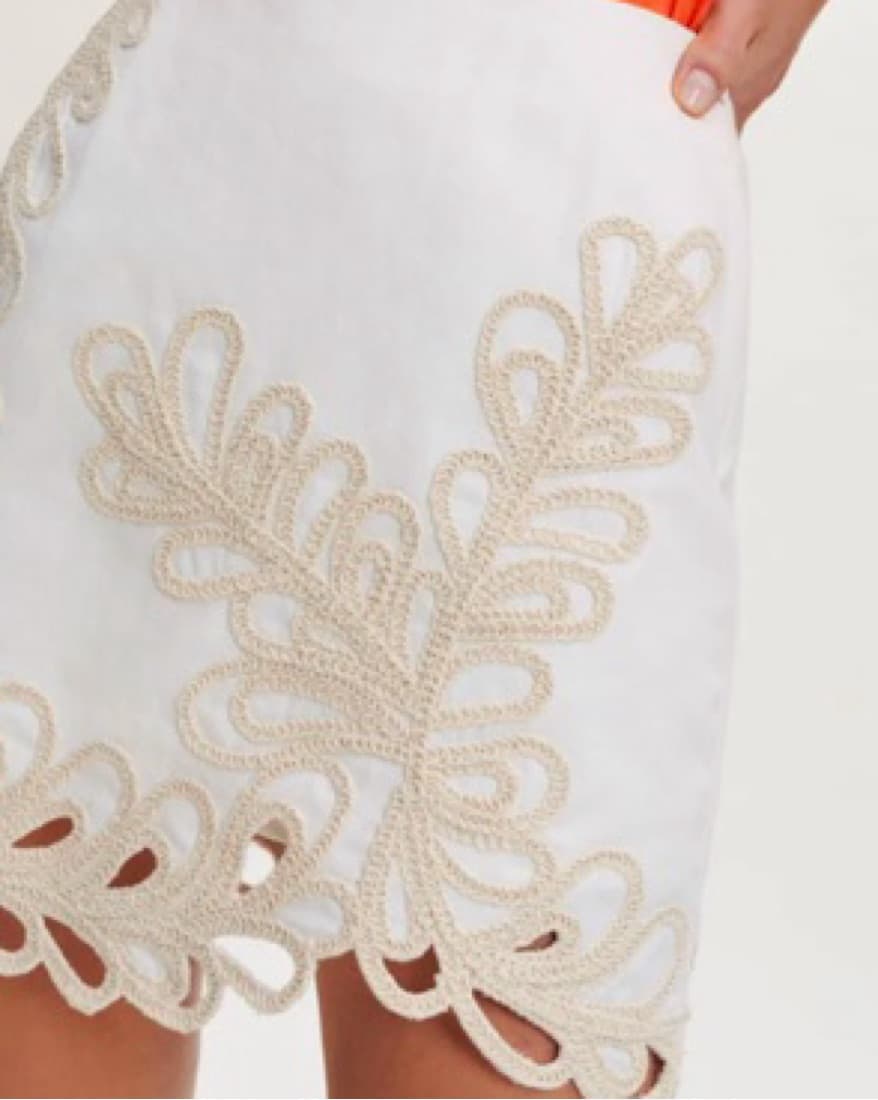 Maje Fully Embroidered Skirt In Ecru - Image 4
