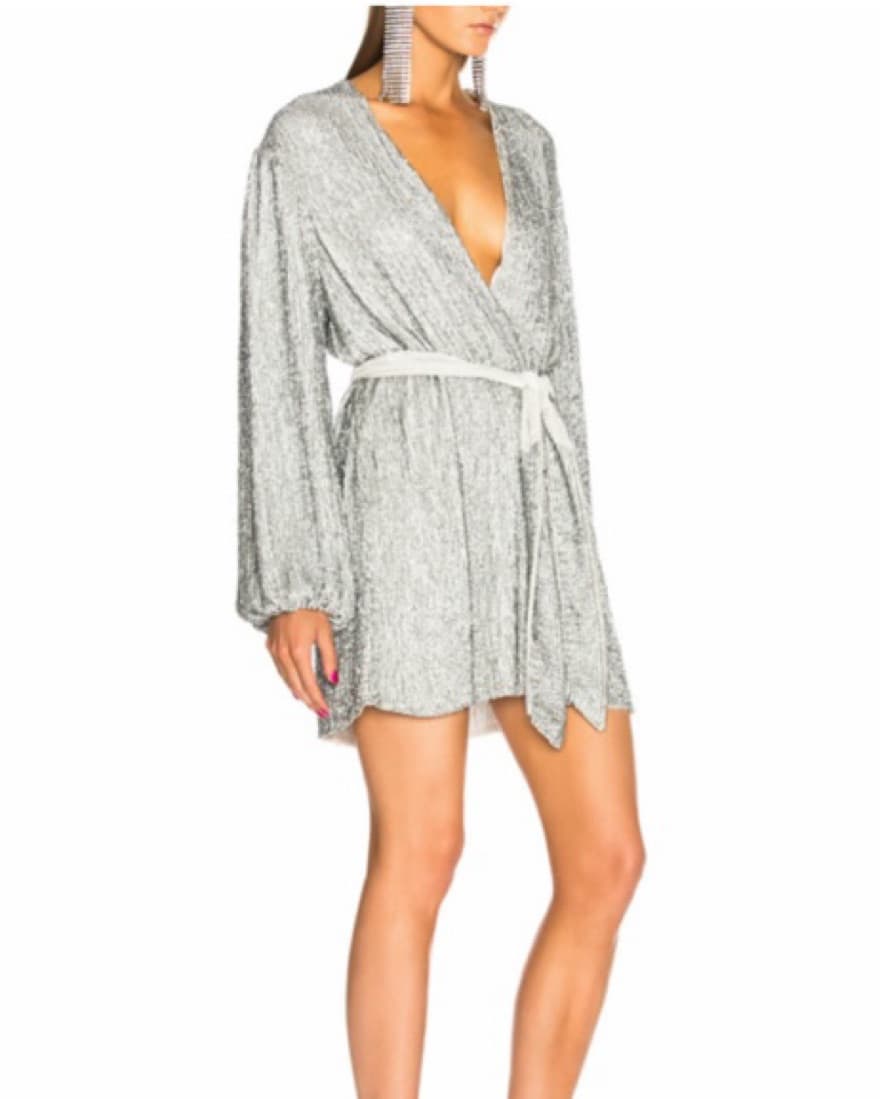 Retrofete Silver Sequin Robe Dress - Image 2
