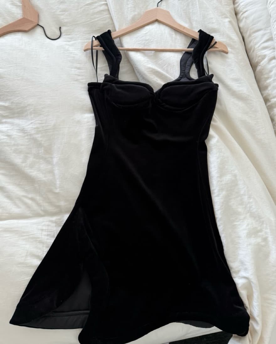 Mugler Assymetric Velvet Black Dress - Image 3