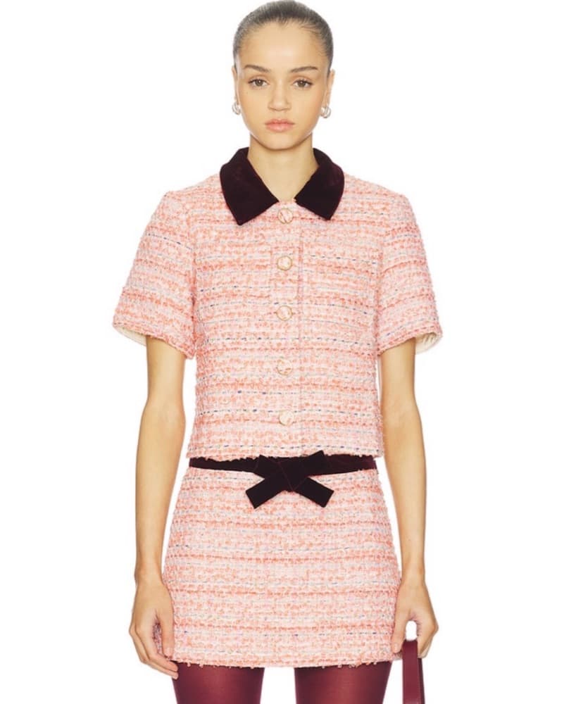 Leo Tweed Set in Salmon Boucle - Image 1