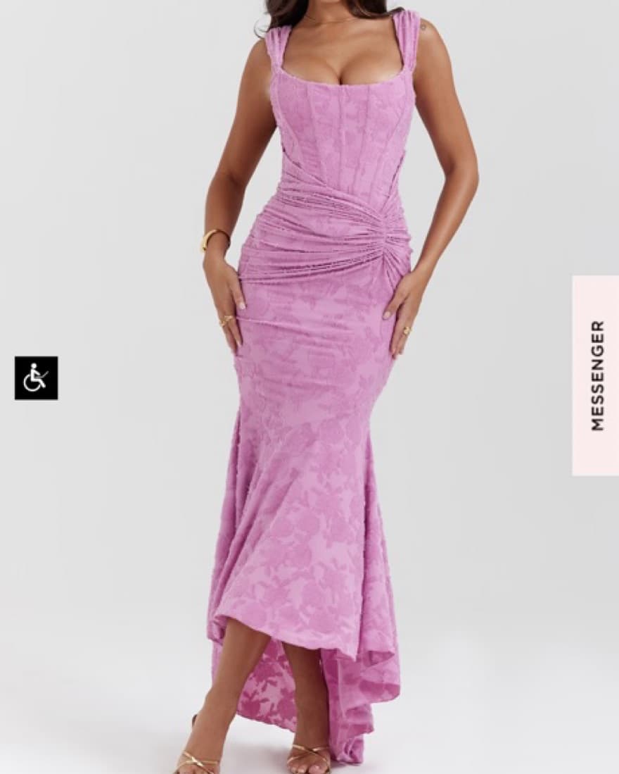 House Of CB- Cesca Pink Foral Gown - Image 1