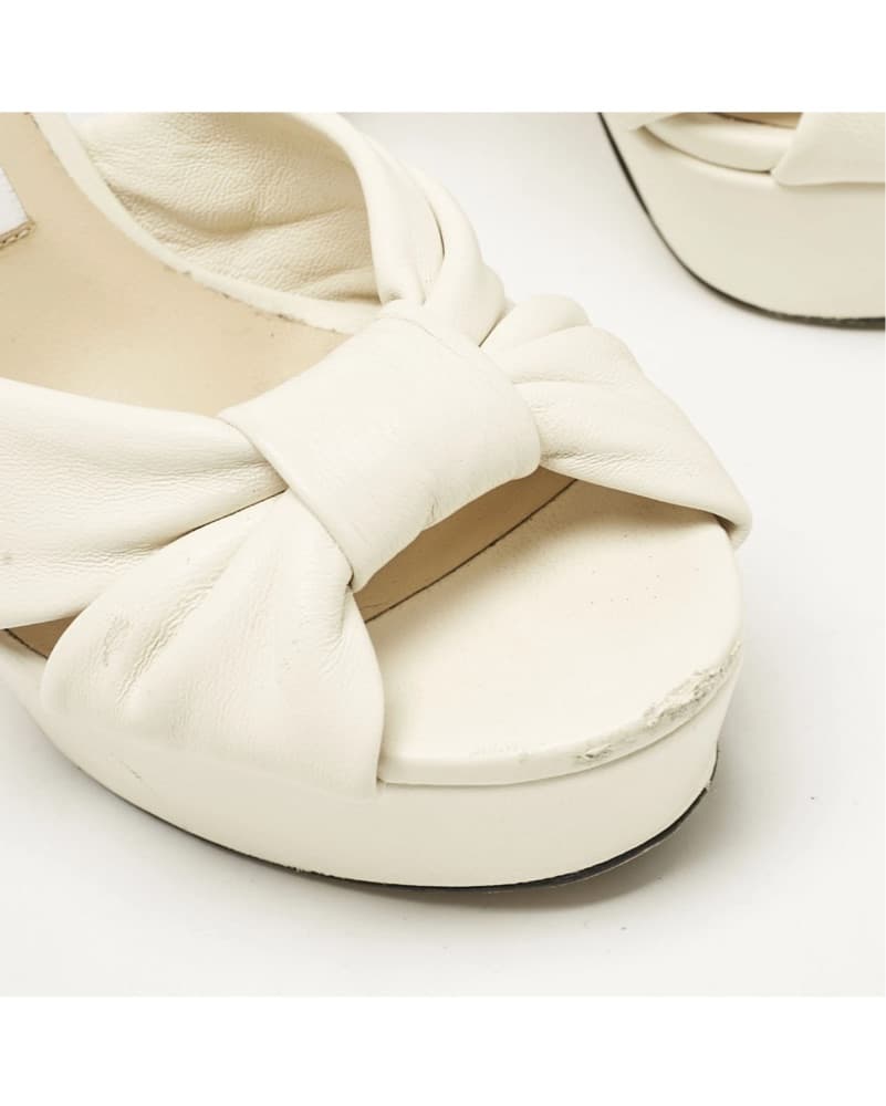 Jimmy Choo Cream Leather Platform - Image 4