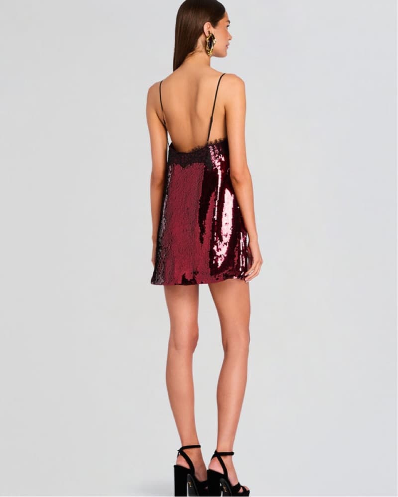 Retrofete Red Sequin Mini Dress - Image 3