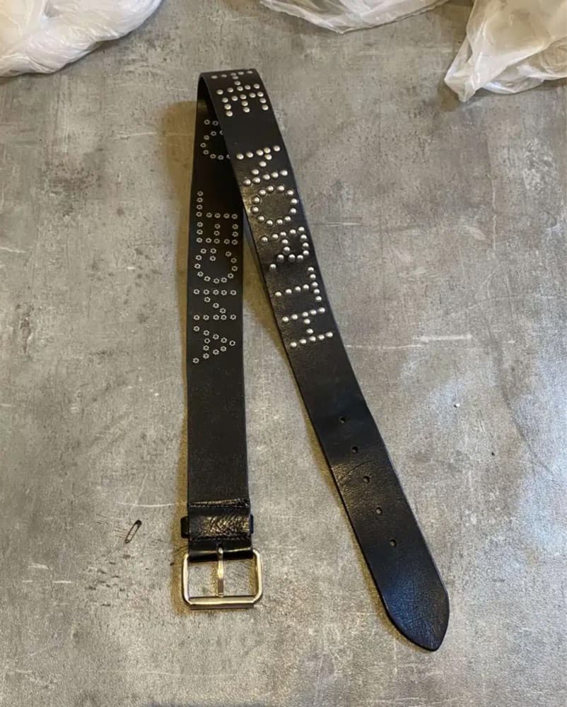 All Saints Black Leather Studded Belt - Image 4