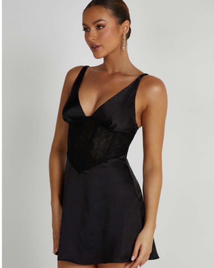 Meshki Kerrie Black Mini Halter Dress - Image 2